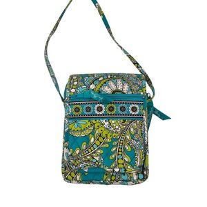 Vera Bradley Crossbody Bag Purse Quilted Floral Turquoise Green